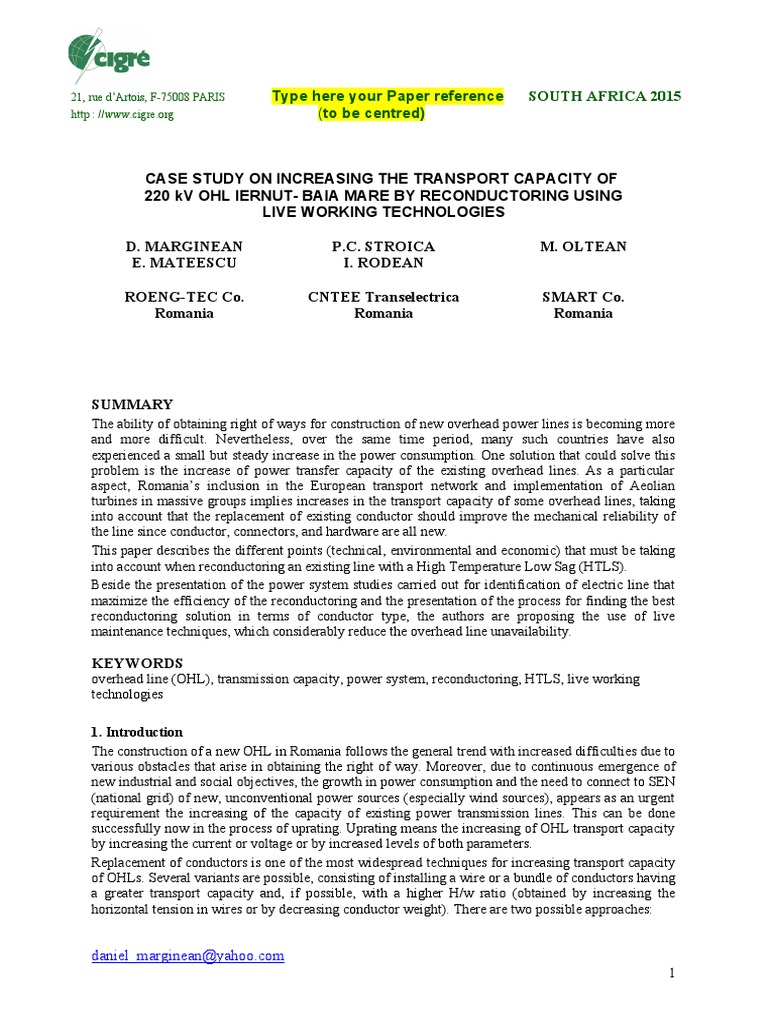 Full Article Cigre Form DM - 24.04.2015 | PDF | Electrical Conductor ...