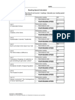 Reading Speed Calculator: Name: Date