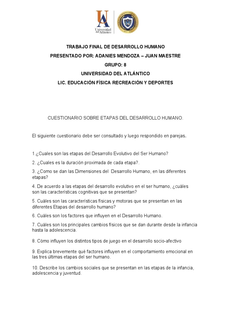 Taller Final de Desarrollo Humano | PDF | Conceptos psicologicos ...