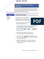 Optimizing Area and Perimeter Using A Spreadsheet: Inquire