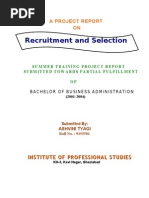 Recruitment and Selection: A Project Report ON