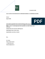 Carta de Aviso Despacho de La Mercancía Dirigida A La Compañía de Seguros