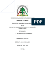 Efecto Del Cambio Climático Sobre Los Cultivos para El Ecuador