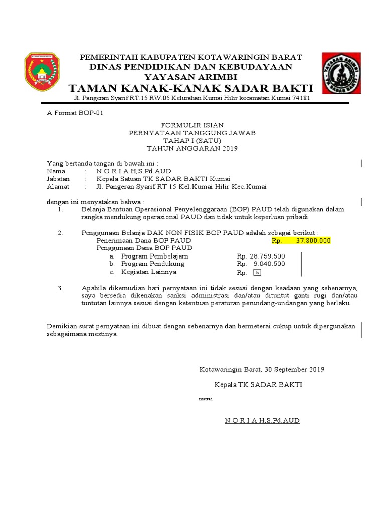 Surat Tanggung Jawab | PDF