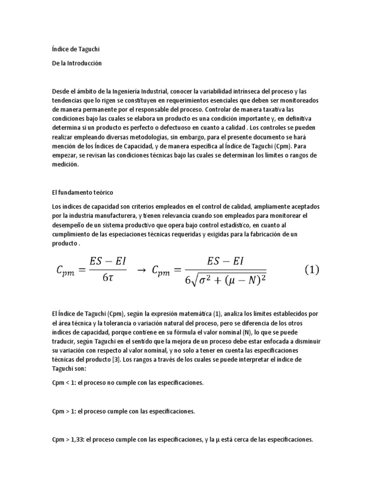 Indice de Taguchi | PDF