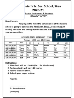 (4th To 8th) Revision Test 1 Datesheet Final