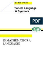 Mathematical Language & Symbols: Mathematics in The Modern World