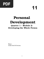 Personal Development: Quarter 1 - Module 2: Developing The Whole Person