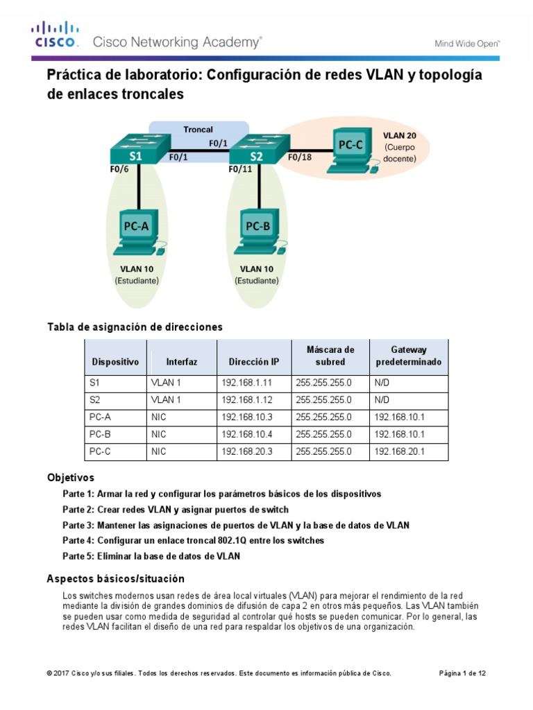 6.2.2.5 Lab - Configuring VLANs and Trunking PDF | PDF | Protocolos de ...