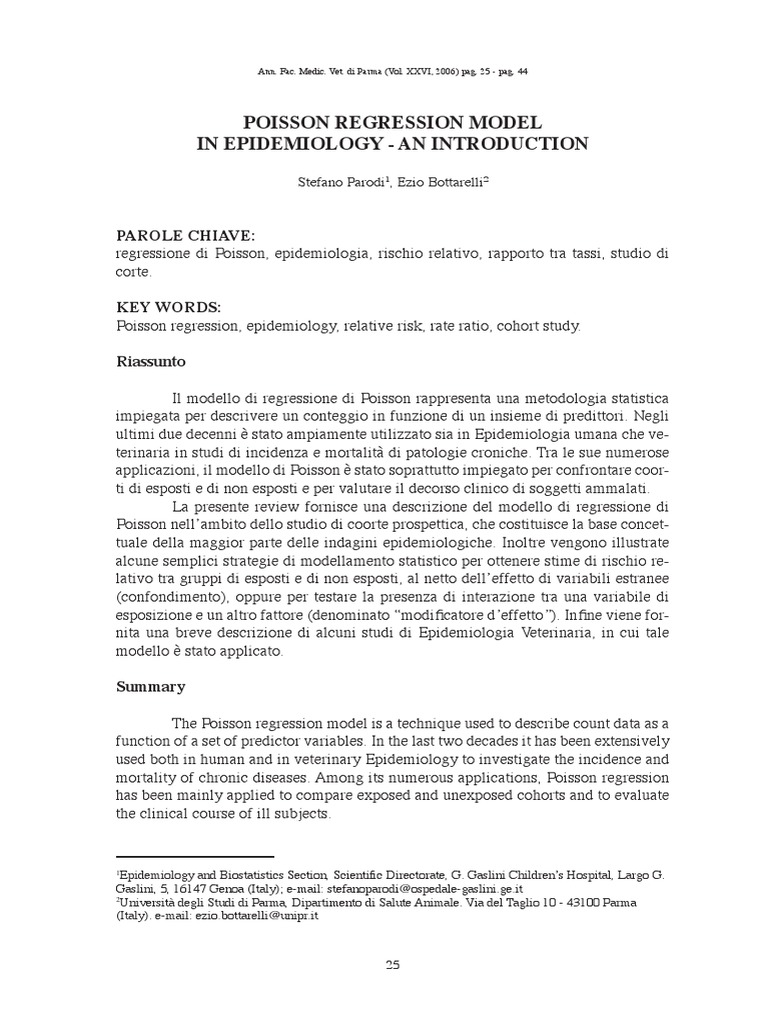 Poisson Regression Model in Epidemiology Introduction | PDF