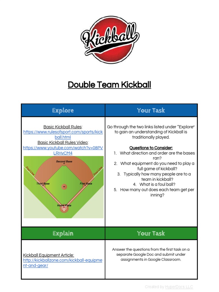 Ce Hyperdoc Modified Kickball | PDF | Leisure | Summer Sports