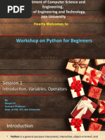 Workshop On Python For Beginners: Hearty Welcomes To