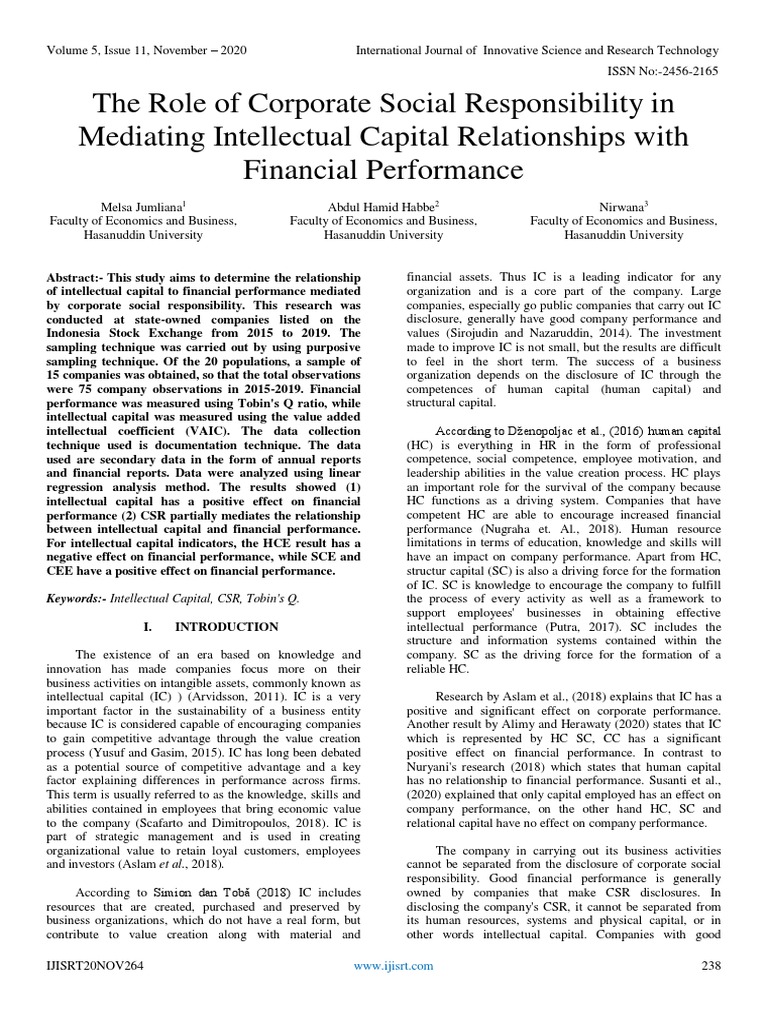 CSR's Role in Intellectual Capital and Finance | PDF | Corporate Social ...