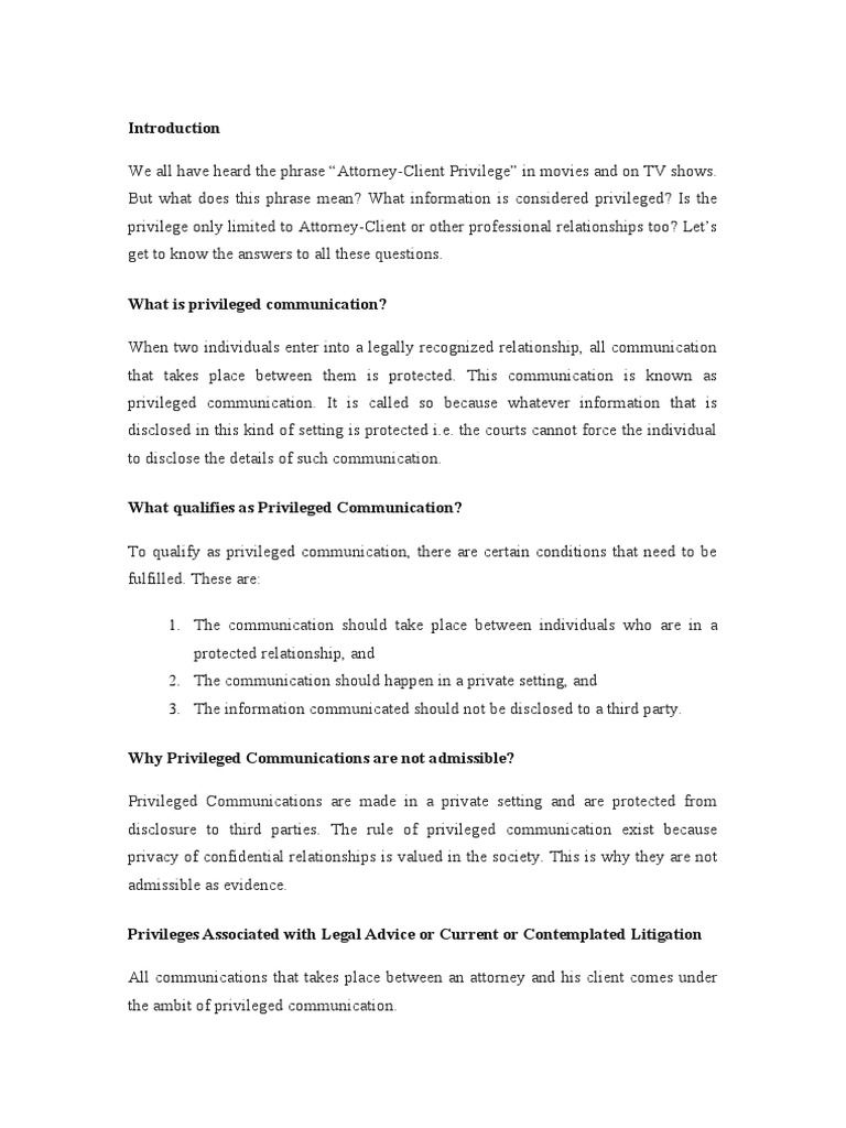 Privileged Communication | PDF | Attorney–Client Privilege ...