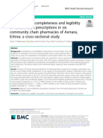 Assessment of Completeness and Legibility of Handwritten Prescriptions in Six Community Chain Pharmacies of Asmara, Eritrea: A Cross-Sectional Study