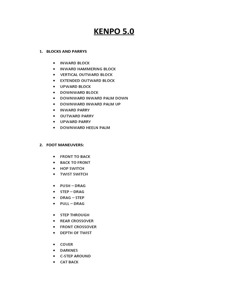KENPO 5.0: 1. Blocks and Parrys | PDF | Combat | Individual Sports