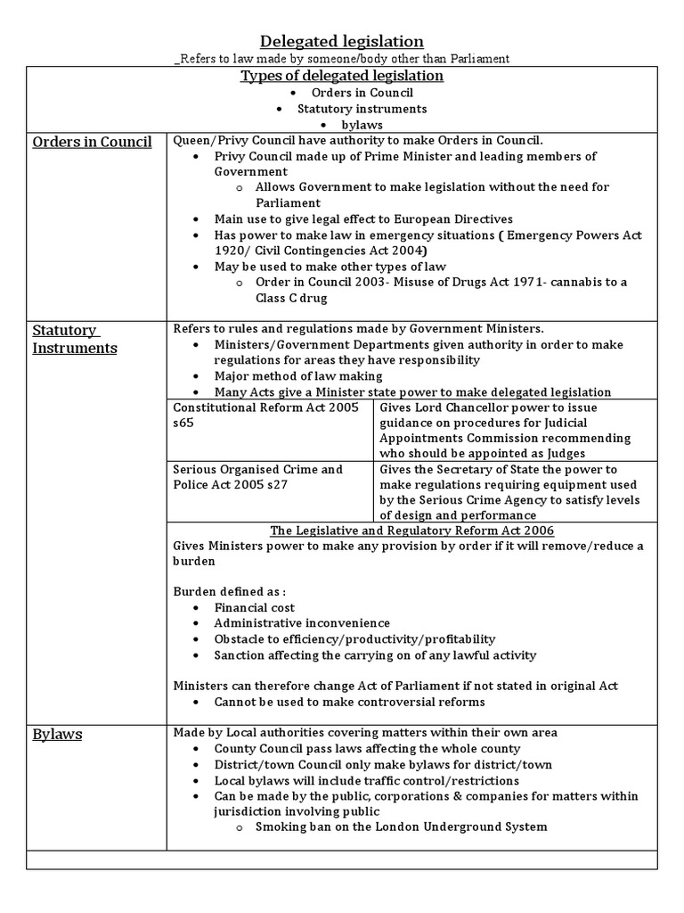Delegated Legislation | PDF | Public Sphere | Government