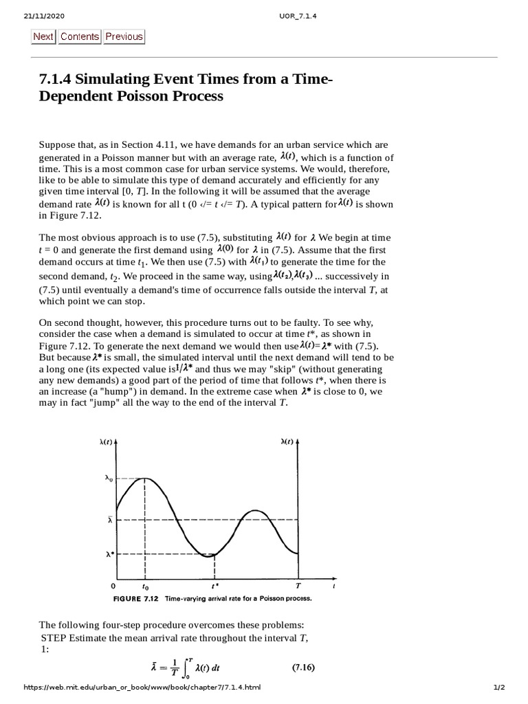 7.1.4 Simulating Event Times From A Time-Dependent Poisson Process ...