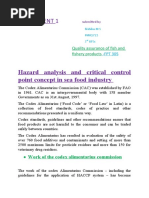 Assignment 1: Hazard Analysis and Critical Control Point Concept in Sea Food Industry