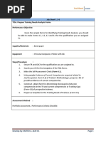 Job Sheet 1.1-6 Title: Prepare Training Needs Analysis Forms Performance Objective