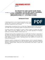 Project Report On Home Cleaning Products Like Liquid Hand Wash, Soaps, Toilet Cleaners, Floor and Glass Cleaners, Liquid Dishwash and Detergents Etc.