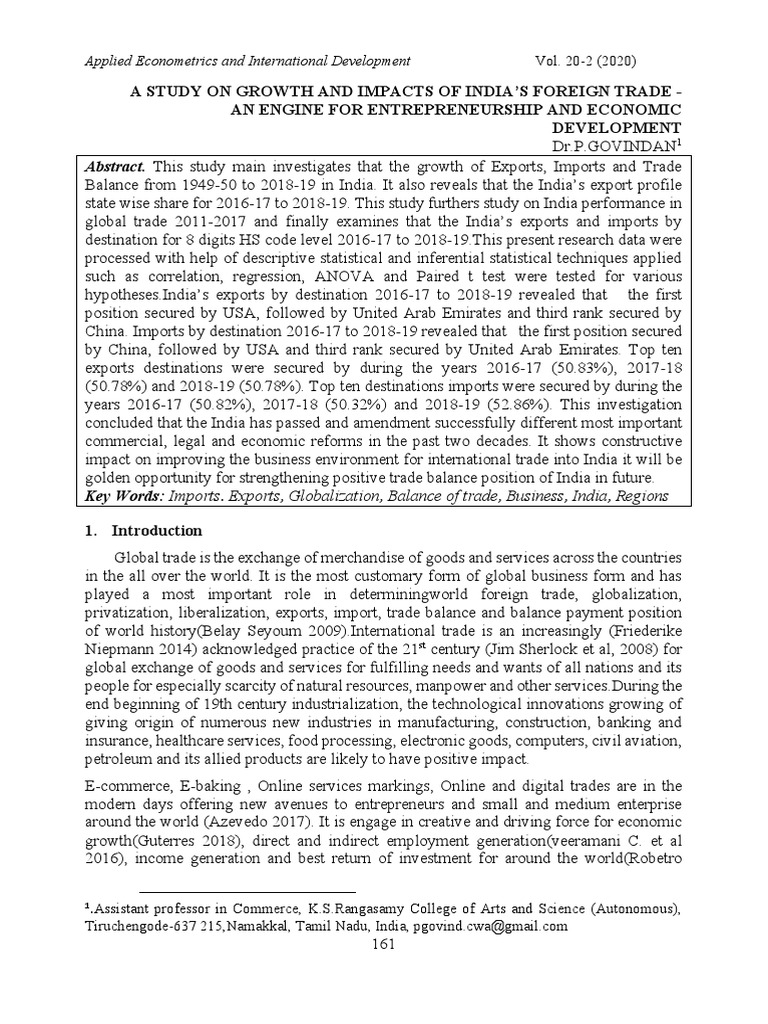 India’s Foreign Trade Growth Analysis | PDF | Trade | World Trade ...