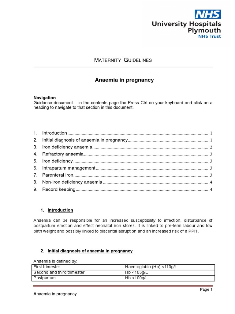 Anaemia in Pregnancy Navigation PDF Anemia Vitamin B12