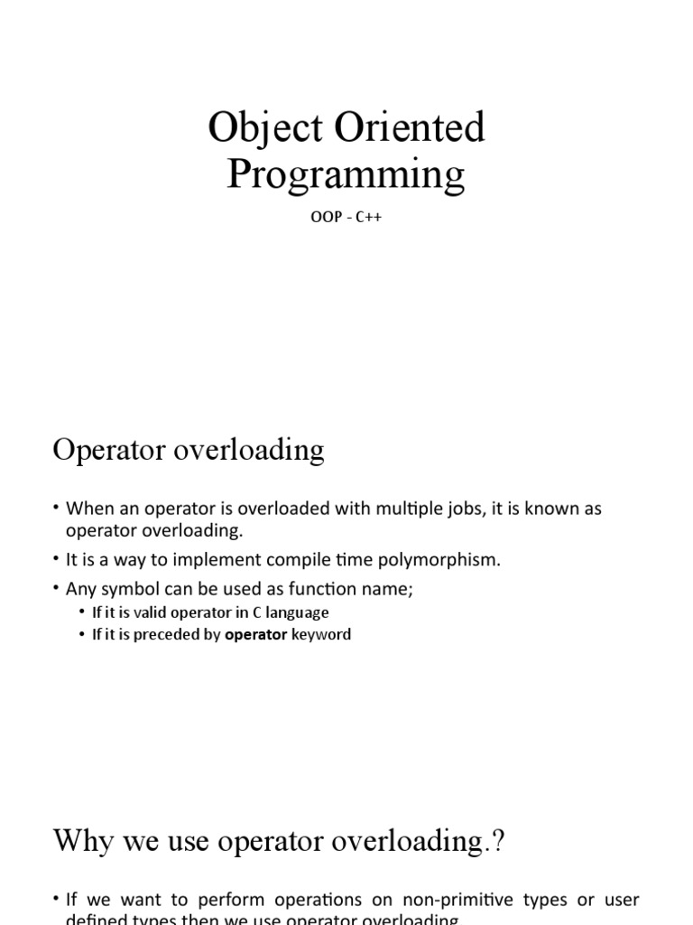 C++ Operator Overloading Explained | PDF