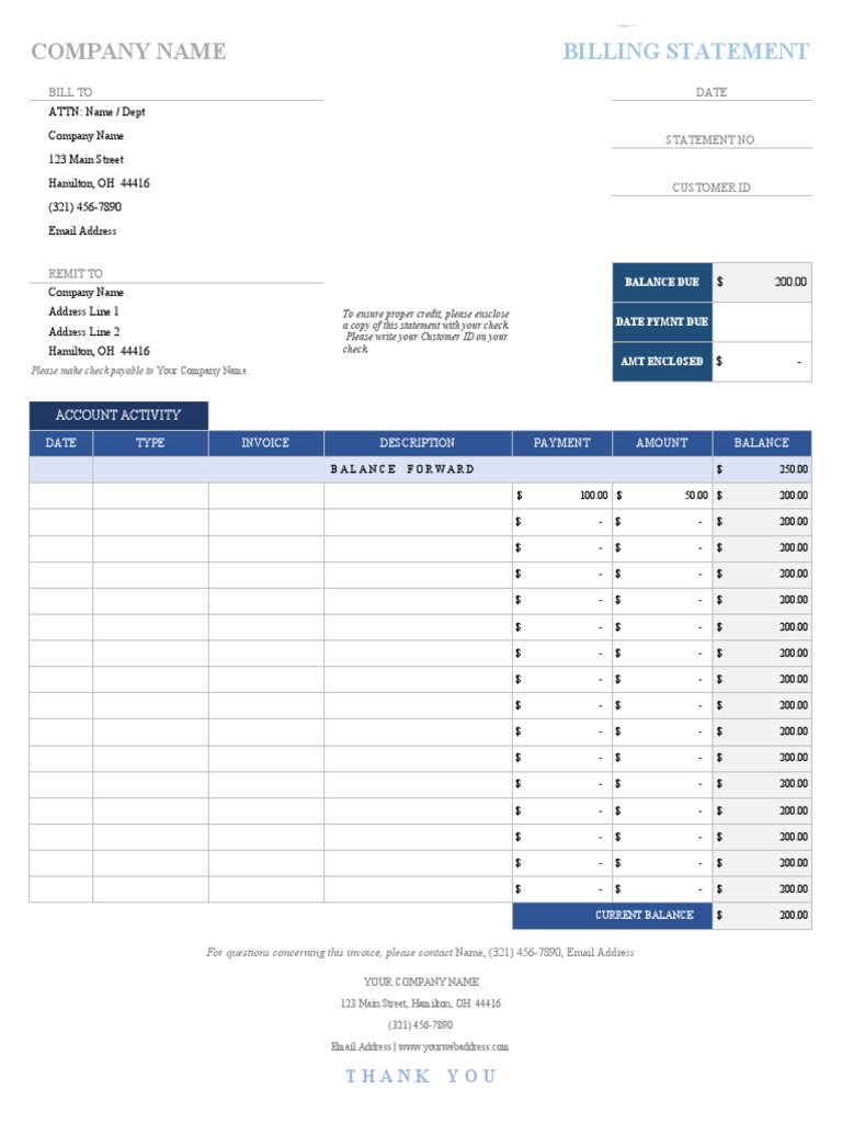 IC Billing Statement Template | PDF | Cheque | Financial Technology