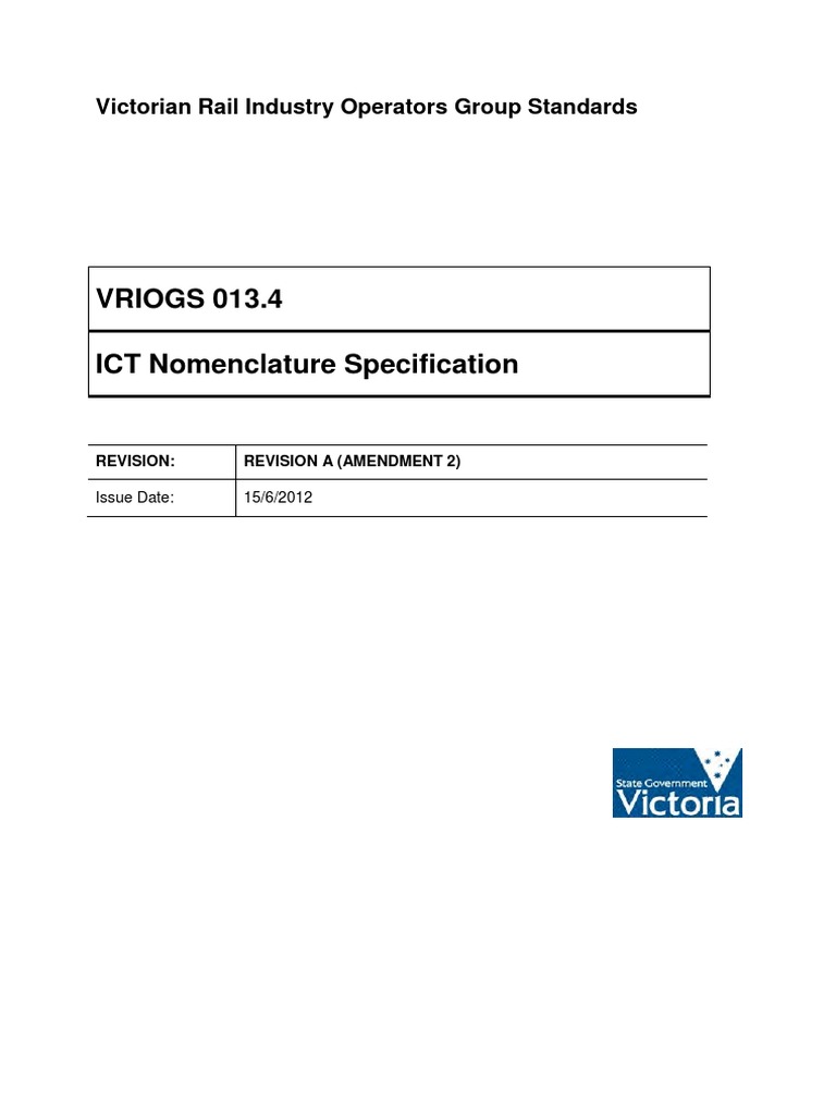 VRIOGS 013.4 ICT Nomenclature Specification PDF Electrical Connector Optical Fiber