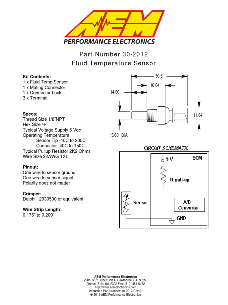 302012 Water Temp Sensor Kit PDF Electrical Components