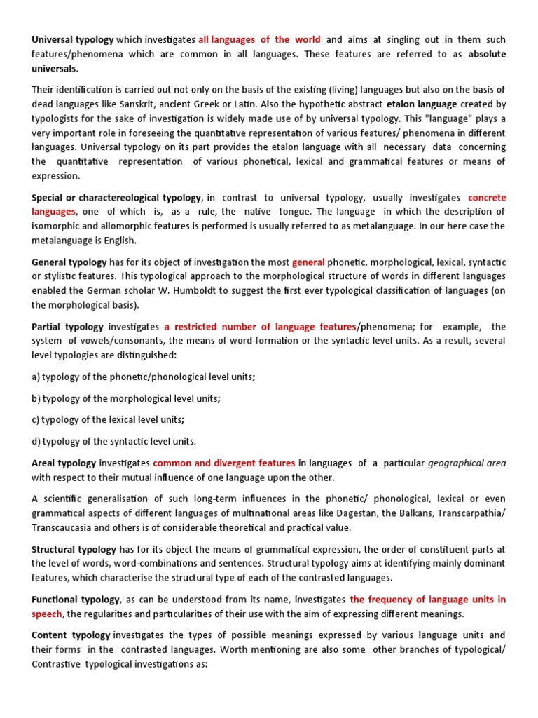 All Languages of The World | PDF | Linguistic Typology | Morphology ...