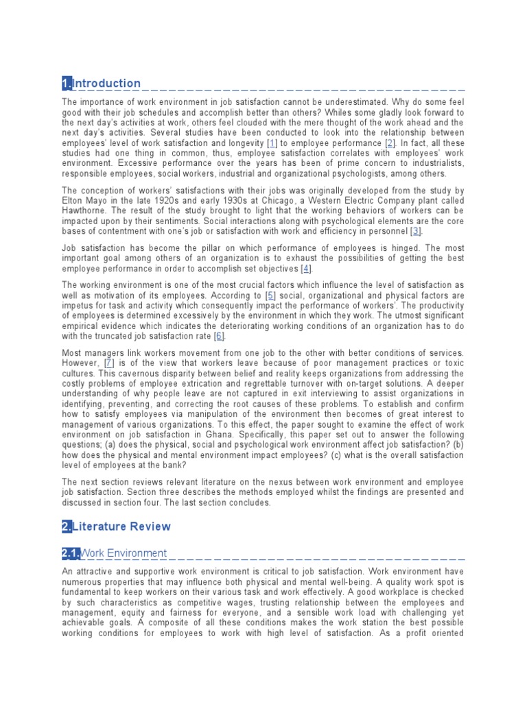 Impact of Work Environment on Job Satisfaction | PDF | Job Satisfaction ...