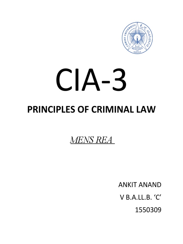 Principles Of Criminal Law Mens Rea Pdf Mens Rea Criminal Law