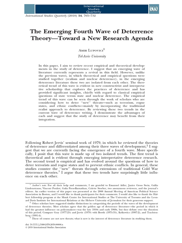 The Emerging Fourth Wave of Deterrence Theory-Toward A New Research ...
