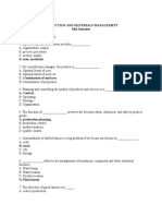 Production and Materials Management Mid Semester Multiple Choice Questions
