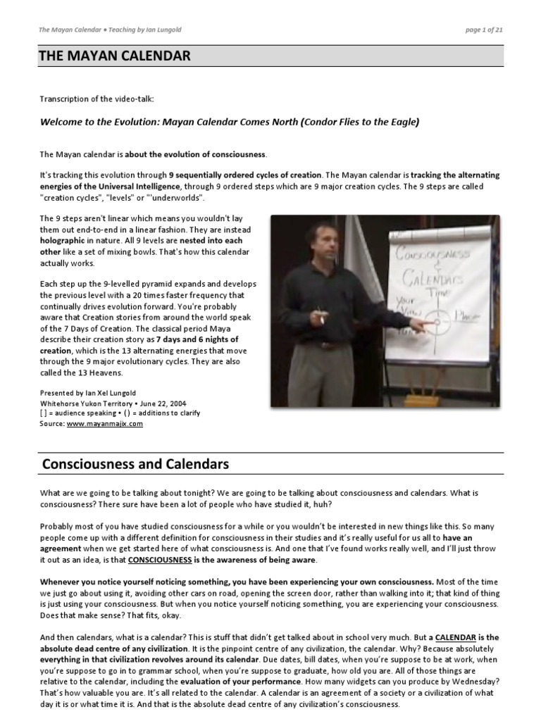 The Mayan Calendar Teaching by Ian Lungold PDF Homo Maya