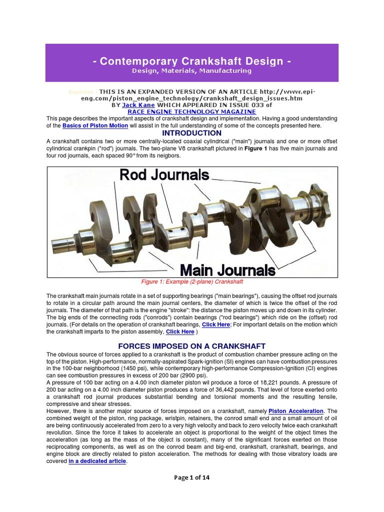 Contemporary Crankshaft Design PDF Steel Alloy