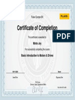 Fluke Europe BV Certificate Completion Motors Drives Course