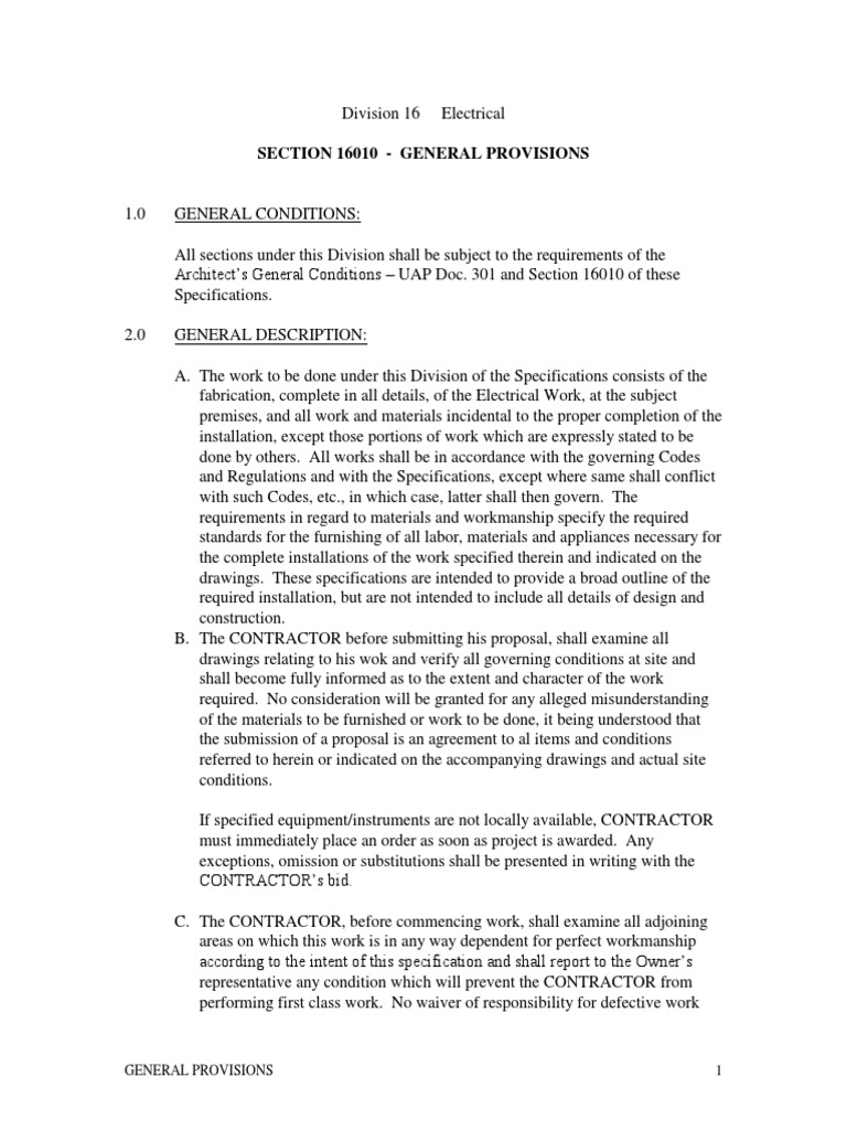 General Provisions PDF Specification (Technical Standard) Indemnity