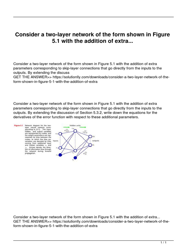 Consider A Two Layer Network of The Form Shown in Figure 5 1 With The ...
