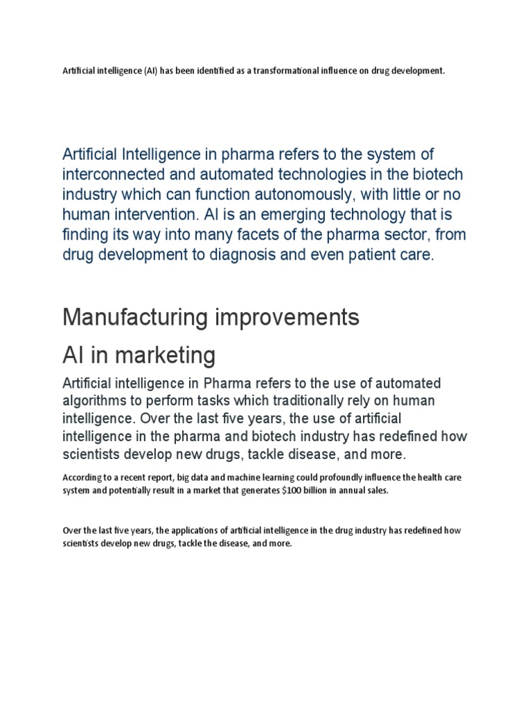 AI Transforming Drug Development in Pharma | PDF | Self-Improvement