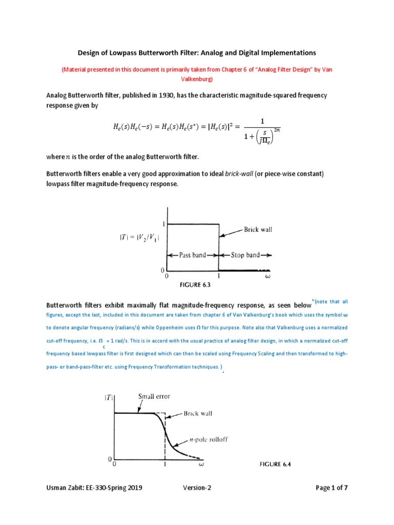 Design of Lowpass Butterworth Filter | PDF | Signal Processing ...