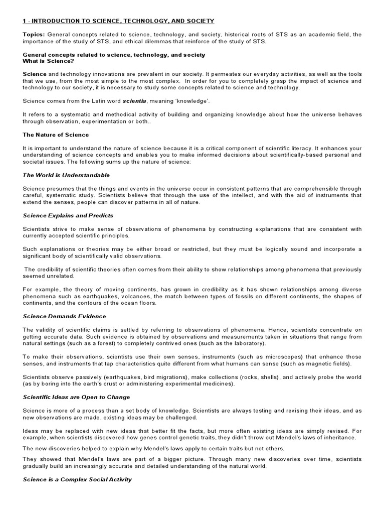 Introduction to Science, Technology, and Society | PDF | Science ...