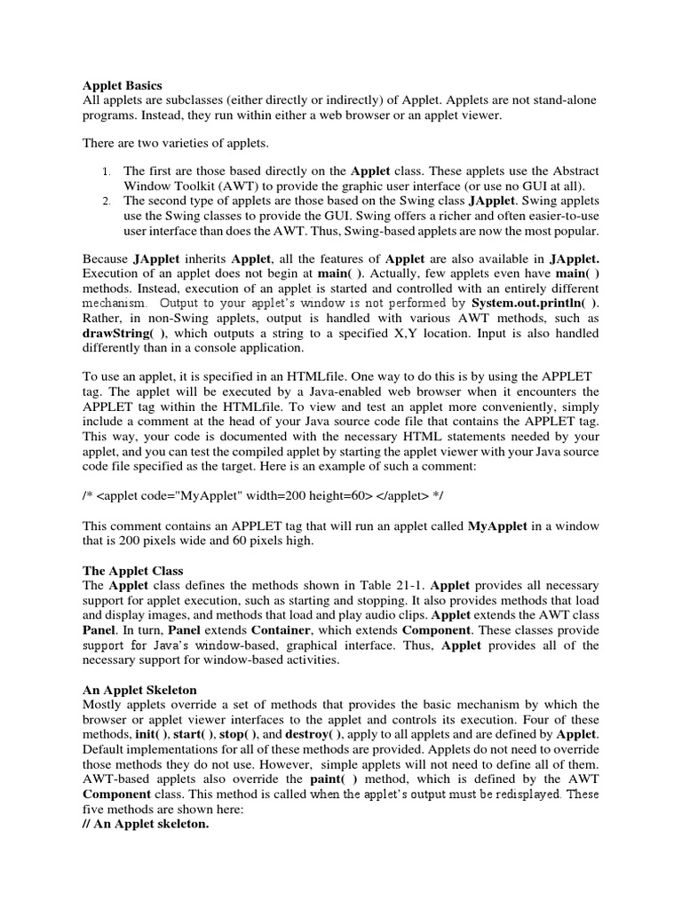 Mechanism. Output To Your Applet's Window Is Not Performed by | PDF ...