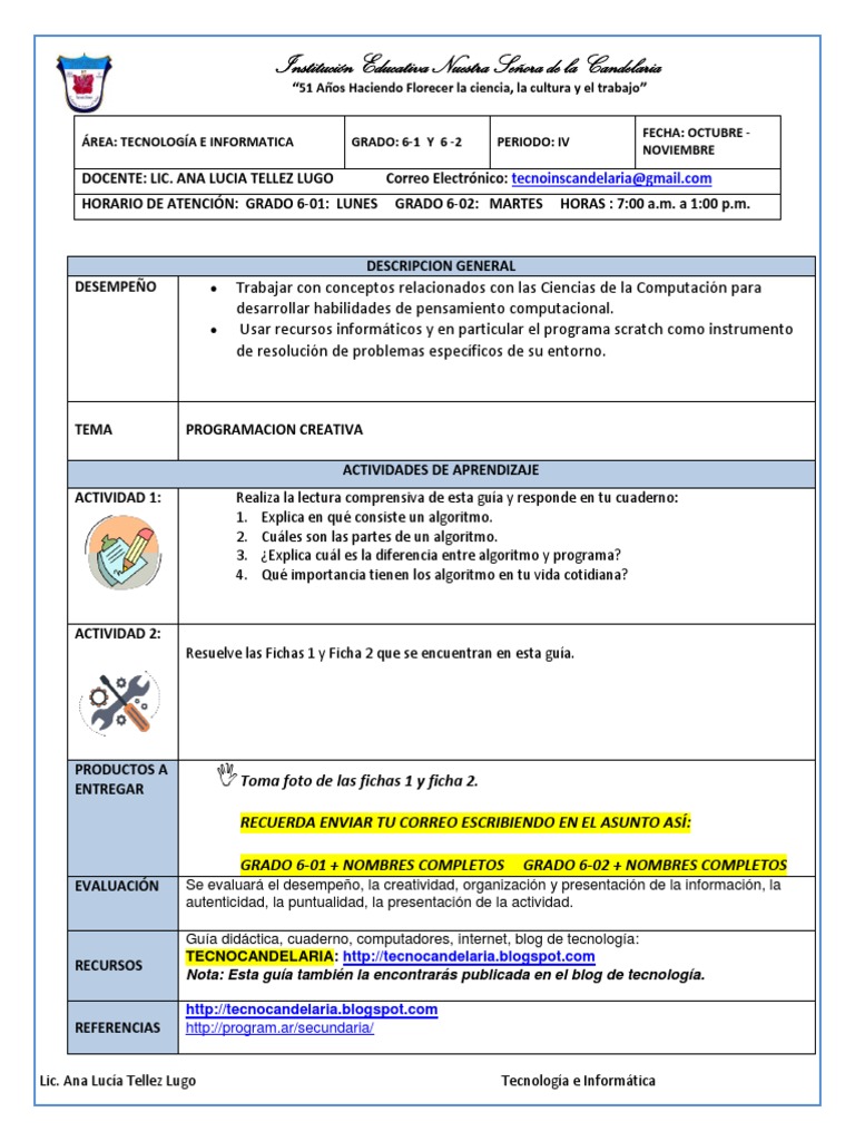 Guía de Programación para Sexto Grado | PDF | Programa de computadora ...
