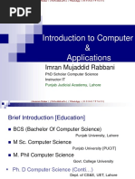 Introduction To Computer & Applications: Imran Mujaddid Rabbani