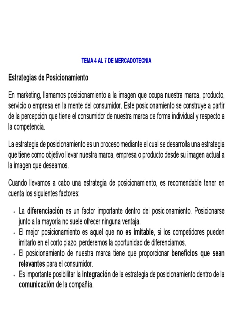 Estrategias de Posicionamiento en Marketing | PDF | Marca | Producto ...