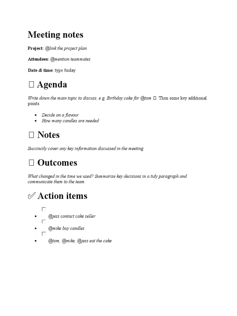 Meeting Notes: Action Items | PDF