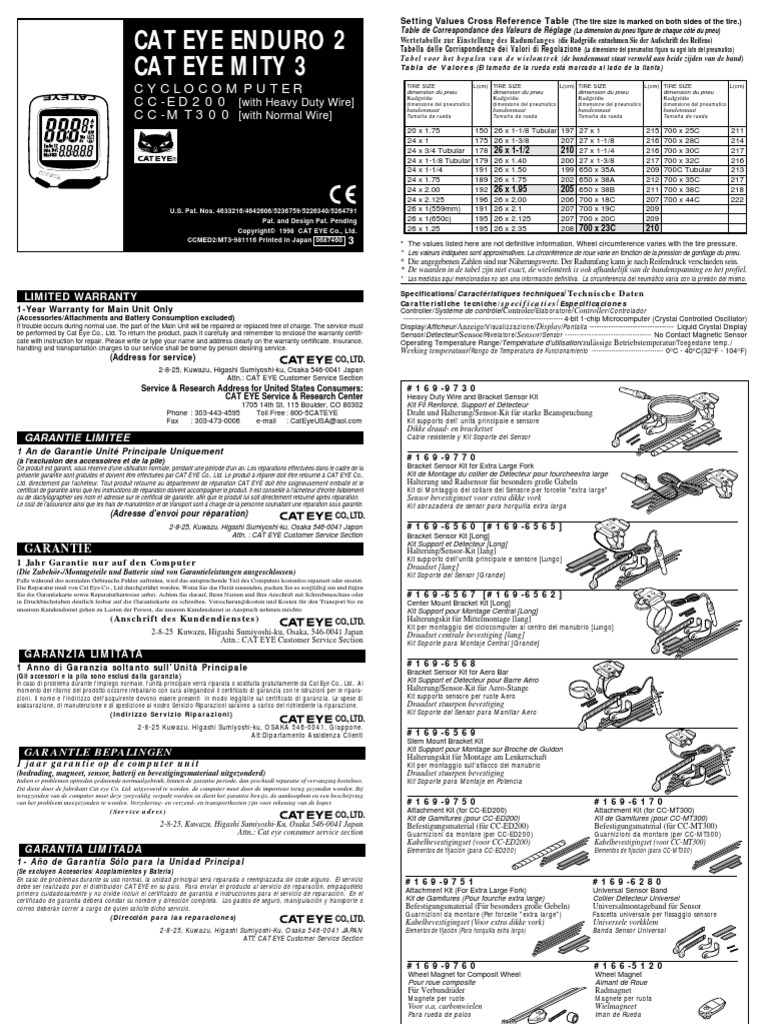 Cat Eye Cycle Computer Instructions